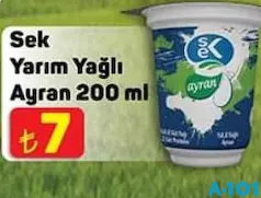 SEK YARIM YAĞLI AYRAN 200 ML SEK YARIM YAĞLI AYRAN 200 ML